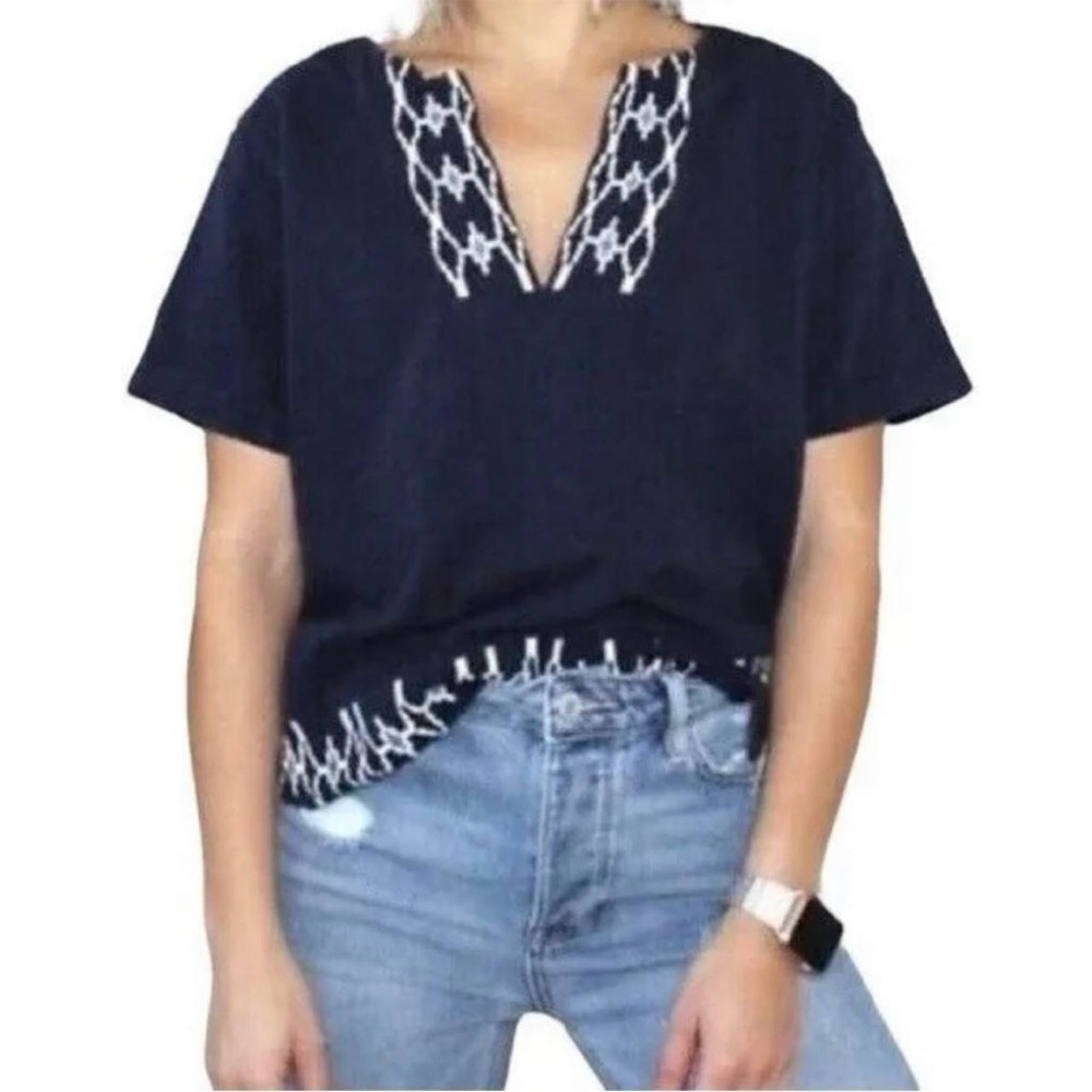 J.Crew Split Neck Embroidered Top | Style C2177